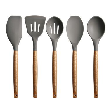 Miusco 5-Piece Nonstick Silicone Kitchen Cooking Utensil Sets in Gray. View a larger version of this product image.