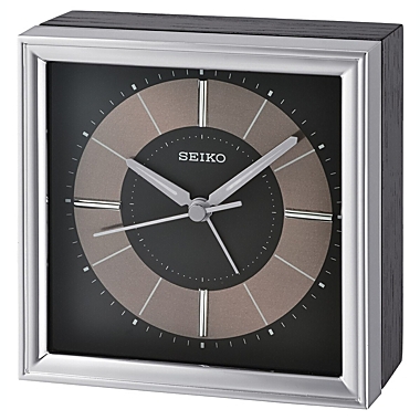 Seiko 4" Brady Bedside Alarm, Black & Silver. View a larger version of this product image.