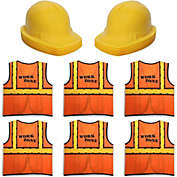 Blue Panda Construction Worker Costumes for Kids, Includes Vests and Hats (6 Sets)