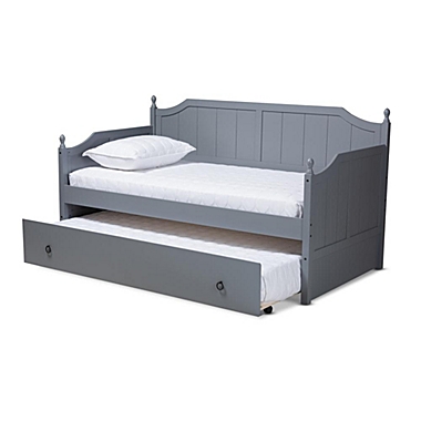 Baxton Studio Millie Cottage Farmhouse Grey Finished Wood Twin Size Daybed With Trundle - Gray. View a larger version of this product image.