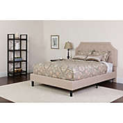 Flash Furniture Brighton Twin Size Tufted Upholstered Platform Bed in Beige Fabric with Pocket Spring Mattress
