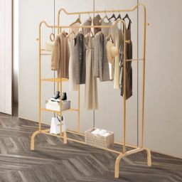 Stock Preferred Clothes Storage Rack in Gold Metal