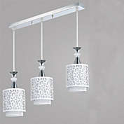 Stock Preferred Modern Chandelier Lamp Hanging Fixture 3 Lights Rectangular White