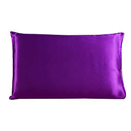 PiccoCasa 100% Charmeuse Zipper Pure Silk Pillowcase Pillow Case Cover for Hair & Skin 350TC 19 Momme (1-Piece) Purple Standard, 20