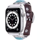 Alternate image 0 for Worryfree Gadgets Leather & Metal Band for Apple Watch 38/40/41mm, 42/44/45mm iWatch Band Series 8 7 6 SE 5 4 3 2 1  - 42/44/45mm - Genuine Leather #1