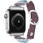 Alternate image 1 for Worryfree Gadgets Leather & Metal Band for Apple Watch 38/40/41mm, 42/44/45mm iWatch Band Series 8 7 6 SE 5 4 3 2 1  - 42/44/45mm - Genuine Leather #1