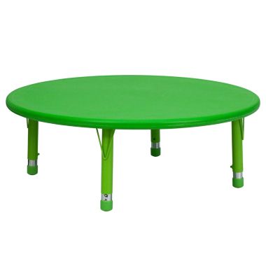 Flash Furniture Wren 45'' Round Green Plastic Height Adjustable Activity Table. View a larger version of this product image.