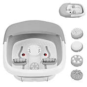 Gymax Foldable Foot Spa Bath Motorized Massager w/ Heat Bubble Red Light Stress Relief