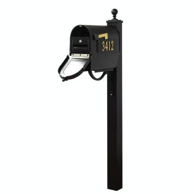 Special Lite Products Berkshire Curbside Mailbox with Front and Side Address Numbers, Newspaper Tube, Locking Insert and Springfield Mailbox Post. View a larger version of this product image.