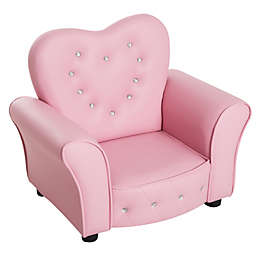 Qaba Kids Sofa Toddler Tufted Upholstered Sofa Chair Princess Couch Furniture with Diamond Decoration for Preschool Child, Pink