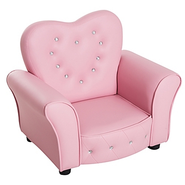 Qaba Kids Sofa Toddler Tufted Upholstered Sofa Chair Princess Couch Furniture with Diamond Decoration for Preschool Child, Pink. View a larger version of this product image.