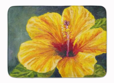 Caroline&#39;s Treasures Yellow Hibiscus by Malenda Trick Machine Washable Memory Foam Mat 27 x 19