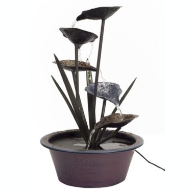 Melrose Decorative Lotus Leaf Fountain 22"H Metal. View a larger version of this product image.