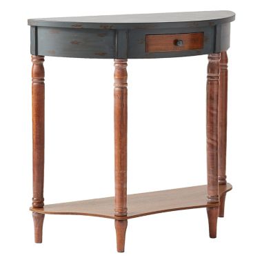 Accent Plus Vintage-Look Half-Moon Wood Hall Table. View a larger version of this product image.