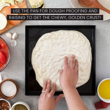 Chef Pomodoro Sicilian Deep Dish Square Pizza Pan, 13.2 x 13.2 Inch, Non-stick Aluminum, Focaccia Crust, Dough Pre-Seasoned Bakeware Kitchenware. View a larger version of this product image.