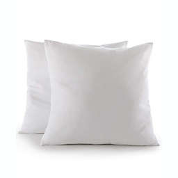 Cheer Collection Set of 2 Decorative White Square Accent Throw Pillows and Insert for Couch Sofa Bed, Includes Zippered Cover