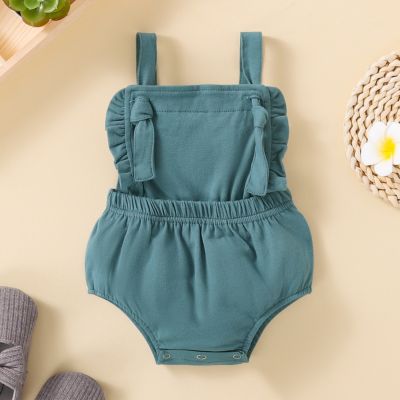 Laurenza&#39;s Girls&#39; Teal Knotted Romper