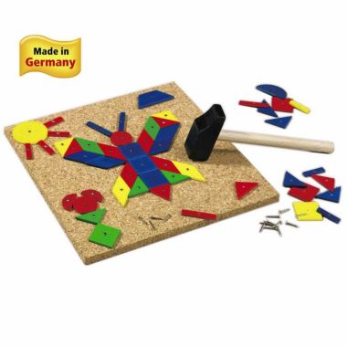 HABA Geo Shape Tack Zap Play Set - Geometric Designs with Hammer & Nails Children's Toy (Made in Germany). View a larger version of this product image.