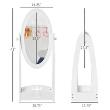HOMCOM Full Length Mirror for Children, Adjustable to be Viewed From Multiple Angles Dress-up and Make-up, White. View a larger version of this product image.