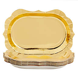 Sparkle and Bash 24 Pack Metallic Gold Foil Paper Serving Trays with Scalloped Edge (13 x 9 in)