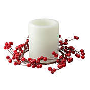 Northlight 9" Shiny Red Berries Artificial Christmas Candle Holder Ring