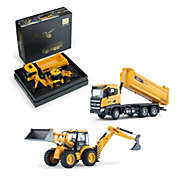 Top Race Diecast Set „Ä°Dump Truck and Tractor Toy with Backhoe„Ä°Construction Trucks for Boys and Kids„Ä°Realistic Models Great Gift Idea