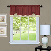 Kate Aurora Country Farmhouse Flax Linen Tie Up Window Valance - 58 in. W x 14 in. L, Burgundy
