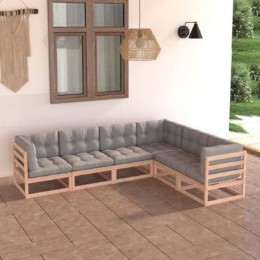 Piece Patio Lounge Set Cushions Solid Pinewood | Bed Bath & Beyond