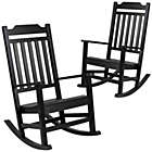 Alternate image 1 for Flash Furniture Set Of 2 Winston All-Weather Rocking Chair In Black Faux Wood - Black