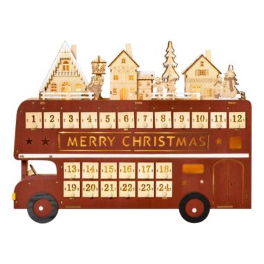 HOMCOM Christmas Advent Calendar, Light Up Table Xmas Wooden Bus Holiday  Decoration with Countdown Drawer, Santa Claus Street House, for Kids and  Adults | Bed Bath & Beyond