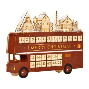 HOMCOM Christmas Advent Calendar, Light Up Table Xmas Wooden Bus Holiday  Decoration with Countdown Drawer, Santa Claus Street House, for Kids and  Adults | Bed Bath & Beyond