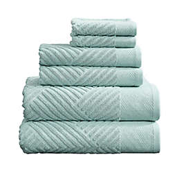 NY Loft Surf Spray 6 Piece Towel Set 100% Cotton Soft Luxury Towel, Textured Bath Towels Hand Towels and Washcloths, Brooklyn Collection