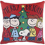 Peanuts Pillows Lt Up Merry Bright 18"X18" Red Indoor Throw Pillow