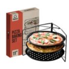 Alternate image 0 for Chef Pomodoro Pizza Baking Set with 3 Pizza Pans and Pizza Rack, Non-stick Perforated Pizza Trays, for Oven, Grill, Barbeque (11-Inch Pans)