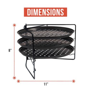 Chef Pomodoro Pizza Baking Set with 3 Pizza Pans and Pizza Rack, Non-stick Perforated Pizza Trays, for Oven, Grill, Barbeque (11-Inch Pans). View a larger version of this product image.