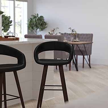 Merrick Lane Plath 29 Inch Cappuccino Brown Wood Ultramodern Bar Counter Stool With Black Upholstered Seat. View a larger version of this product image.