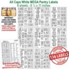 Alternate image 1 for Talented Kitchen 136 White All Caps Pantry Labels - 136 Kitchen Pantry Names - White Food Label Sticker, Water Resistant Pantry Labels for Containers, Jar Labels Pantry Organization and Storage, White