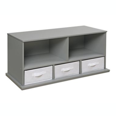 Badger Basket Co. Stackable Shelf Storage Cubby with Three Baskets - Gray. View a larger version of this product image.