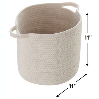 Ornavo Home 3 Pack Woven Cotton Rope Shelf Storage Basket with Handles. View a larger version of this product image.