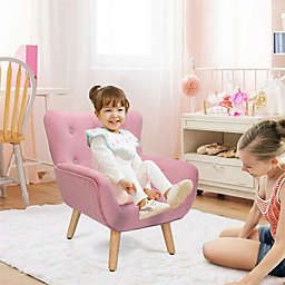 Kitcheniva 2 Pack Kids Tufted Velvet Sofa Set Stool Seat Backrest Chair Soft Children Stool