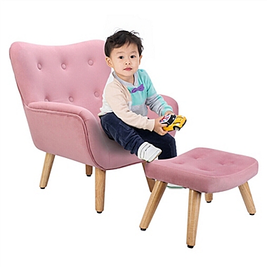 Kitcheniva 2 Pack Kids Tufted Velvet Sofa Set Stool Seat Backrest Chair Soft Children Stool. View a larger version of this product image.
