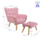 Alternate image 3 for Kitcheniva 2 Pack Kids Tufted Velvet Sofa Set Stool Seat Backrest Chair Soft Children Stool