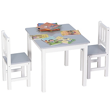 Qaba Kids Table and Chair Set for Arts, Meals, Lightweight Wooden Homework Activity Center, Toddlers Age 3+, Grey. View a larger version of this product image.