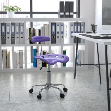 Flash Furniture Elliott Vibrant Violet and Chrome Swivel Task Office Chair with Tractor Seat. View a larger version of this product image.
