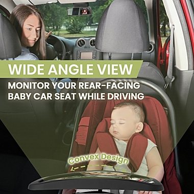 KeaBabies Baby Car Mirror, Large Shatterproof, Safety Baby Car Seat Mirror for Back Seat Rear Facing Infant (Matte Black, 11.5&quot; x 7.5&quot;). View a larger version of this product image.
