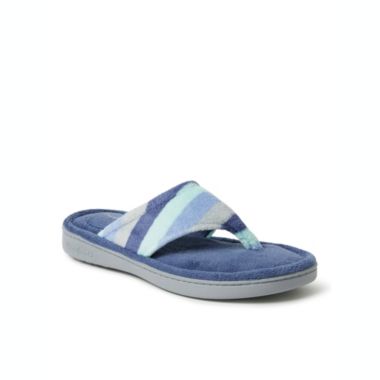 Dearfoams Women's Melanie Colorblocked Microfiber Terry Thong Slipper. View a larger version of this product image.