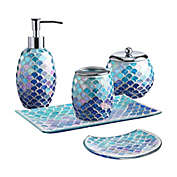 4Piece Silver Decorative Glass Bathroom Accessories Set, Soap Dispenser, Toothbrush Holder