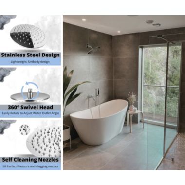 Maison High Pressure 8" Modern Rainfall Showerhead Brushed Nickel Luxury Showerhead -Tool Free Installation - Best Showerhead, Bathroom Essential. View a larger version of this product image.