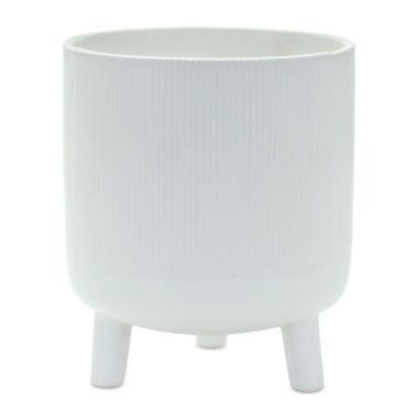 Melrose 7" White Solid Planter Pot with Legs. View a larger version of this product image.