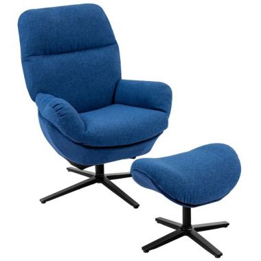 Costway Swivel Rocking Chair & Ottoman Set w/Aluminum Alloy Base in Blue |  Bed Bath & Beyond